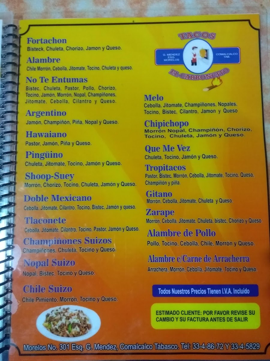 El Carboncito Menu - Image 1